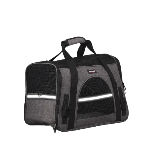 Сумка-переноска AnimAll мʼяка для собак і котів, нейлон, сірий, 48×25×33 см
