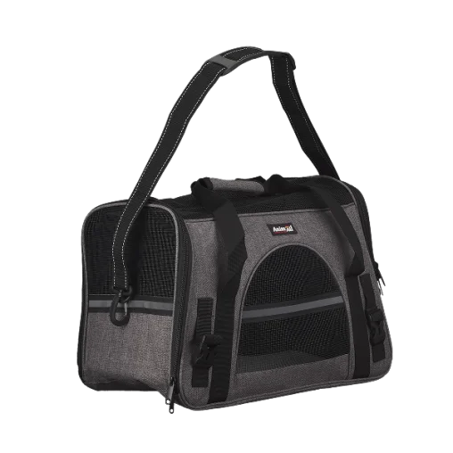 Сумка-переноска AnimAll мʼяка для собак і котів, нейлон, сірий, 48×25×33 см