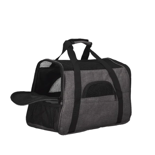 Сумка-переноска AnimAll мʼяка для собак і котів, нейлон, сірий, 48×25×33 см