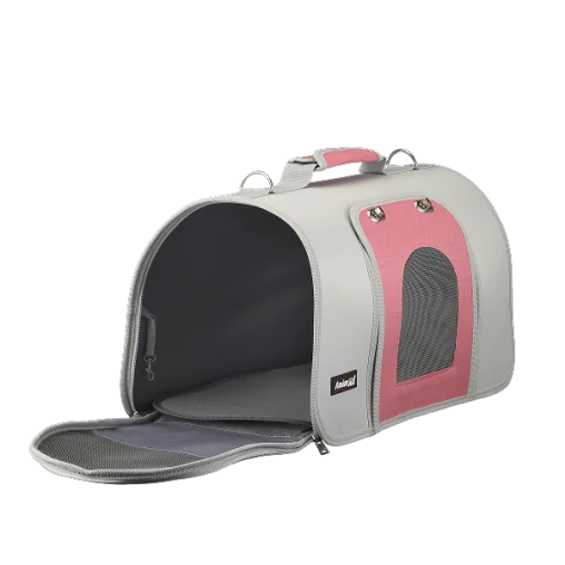 Сумка-переноска AnimAll для котів та собак, колір сіро-рожевий, 44х22х25 см