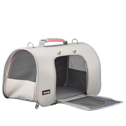 Сумка-переноска AnimAll для котів та собак, колір сіро-рожевий, 44х22х25 см