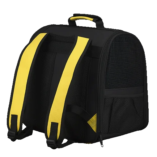 Рюкзак-переноска AnimAll для котів та собак, матеріал Oxford, колір жовтий, 37×25×34 см