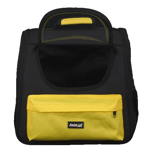 Рюкзак-переноска AnimAll для котів та собак, матеріал Oxford, колір жовтий, 37×25×34 см