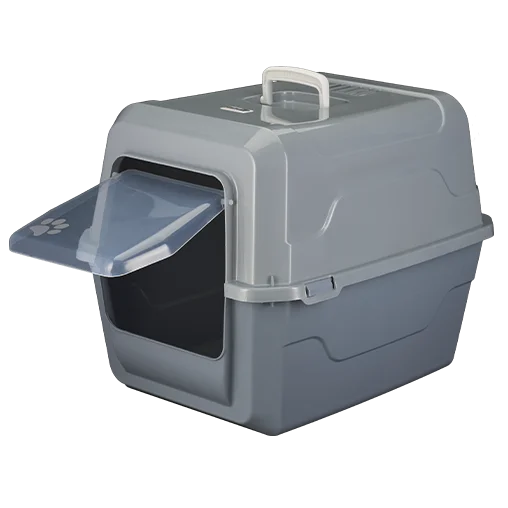Закритий туалет під наповнювач AnimAll для котів (з лопаткою), колір сірий, 52x37x48 см