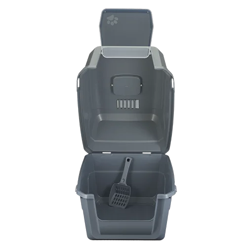 Закритий туалет під наповнювач AnimAll для котів (з лопаткою), колір сірий, 52x37x48 см