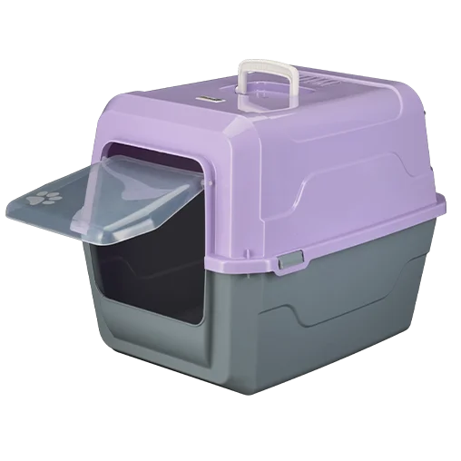 Закритий туалет під наповнювач AnimAll для котів (з лопаткою), колір сіро-фіолетовий, 52x37x48 см
