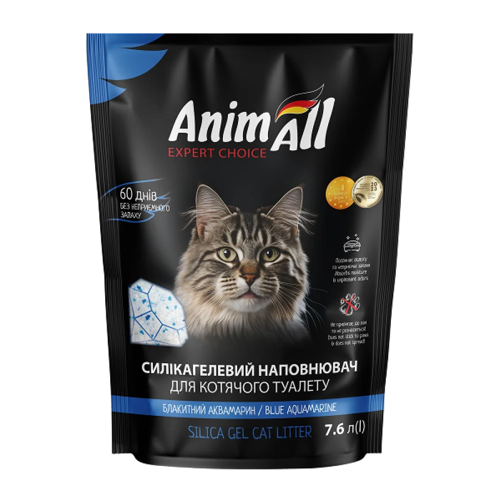 Силікагелевий наповнювач AnimAll Блакитний аквамарин для котячого туалету, 7.6 л (3.2 кг)