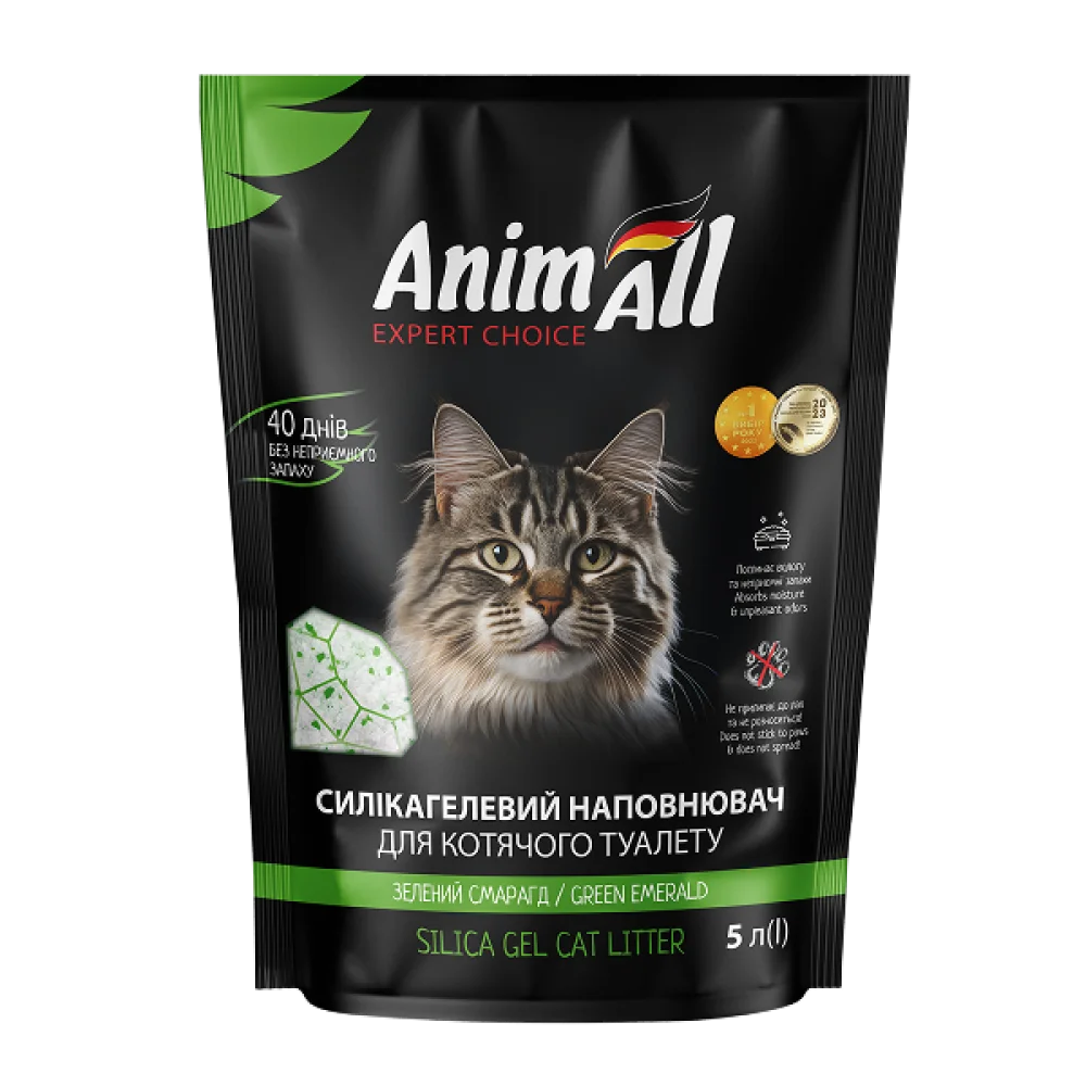Силікагелевий наповнювач AnimAll Зелений смарагд для котячого туалету, 5 л (2.1 кг)