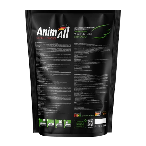 Силікагелевий наповнювач AnimAll Зелений смарагд для котячого туалету, 5 л (2.1 кг)