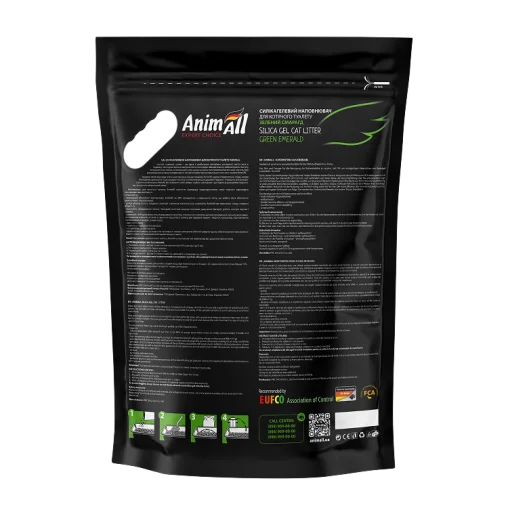 Силікагелевий наповнювач AnimAll Зелений смарагд для котячого туалету, 10.5 л (4.4 кг)