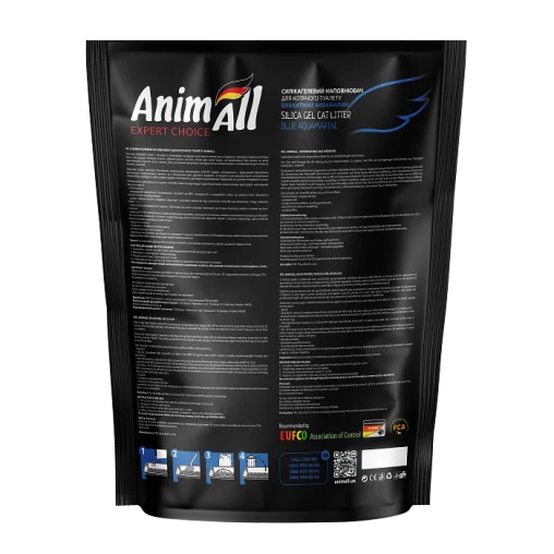 Силікагелевий наповнювач AnimAll Блакитний аквамарин для котячого туалету, 3.8 л (1.6 кг)