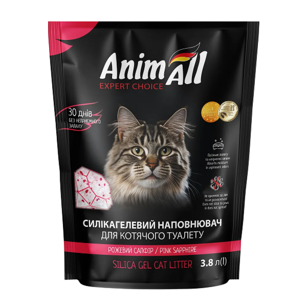 Силікагелевий наповнювач AnimAll Рожевий сапфір для котячого туалету, 3.8 л (1.6 кг)
