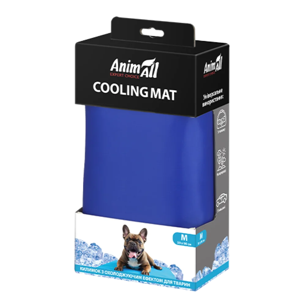 Охолоджуючий килимок AnimAll для котів та собак, колір синій, M 50x90 см
