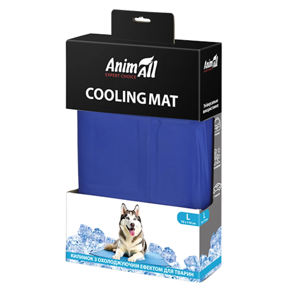 Охолоджуючий килимок AnimAll для котів та собак, колір синій, L 70x110 см