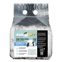 Підгузки-пояси AnimAll з малюнком, для собак (хлопчиків), вага 6–18 кг, L 64-20 см, 12 шт