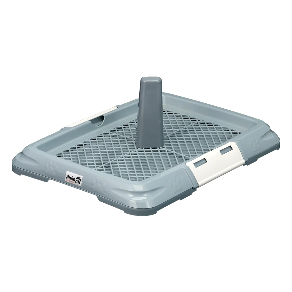 AnimAll toilet for dogs, under a diaper, with a net, a post for a dog, size S, 47.5×35.5×5 cm, gray