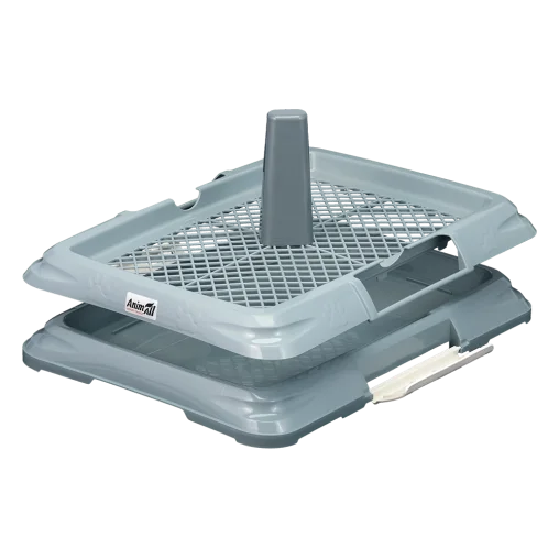 AnimAll toilet for dogs, under a diaper, with a net, a post for a dog, size S, 47.5×35.5×5 cm, gray