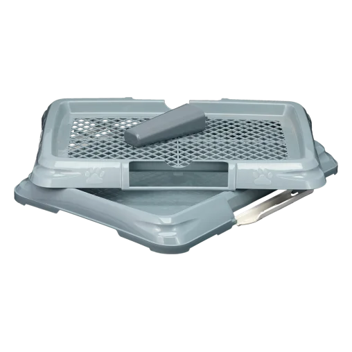 AnimAll toilet for dogs, under a diaper, with a net, a post for a dog, size S, 47.5×35.5×5 cm, gray