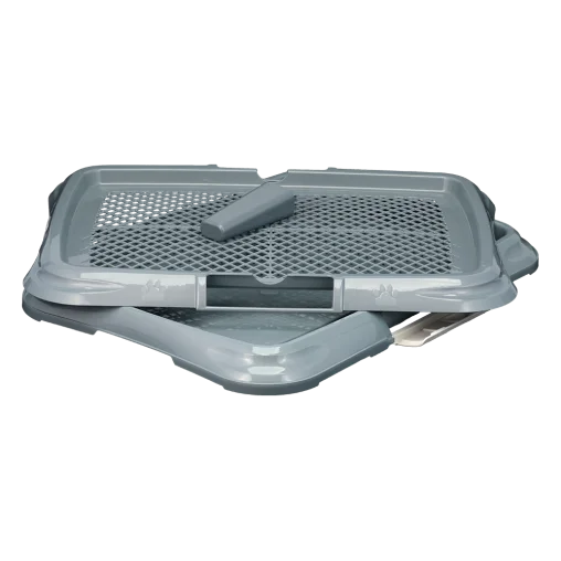 AnimAll toilet for dogs, under a diaper, with a net, a post for a dog, size L, 62×46×5 cm, gray