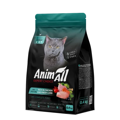 AnimAll complete dry food for sterilized cats, with chicken and fresh lamb, 0.4 kg