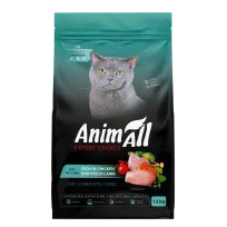 Повнораціонний сухий корм AnimAll для стерілізованих котів, з куркою та свіжою ягнятиною, 12 кг