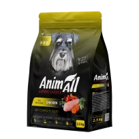 Повнораціонний сухий AnimAll для дорослих собак всіх порід, зі свіжою куркою, 2.5 кг
