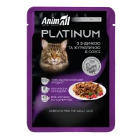 Корм вологий AnimAll Platinum для дорослих котів, з індичкою та журавлиною в соусі, форма пауча, 85 г