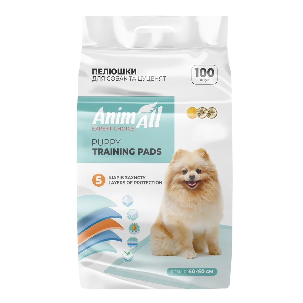 Пелюшки AnimAll Puppy Training Pads для собак та цуценят, без аромату, 60х60 см, 100 шт