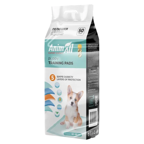 Пелюшки AnimAll Puppy Training Pads для собак та цуценят, без аромату, 60х60 см, 50 шт