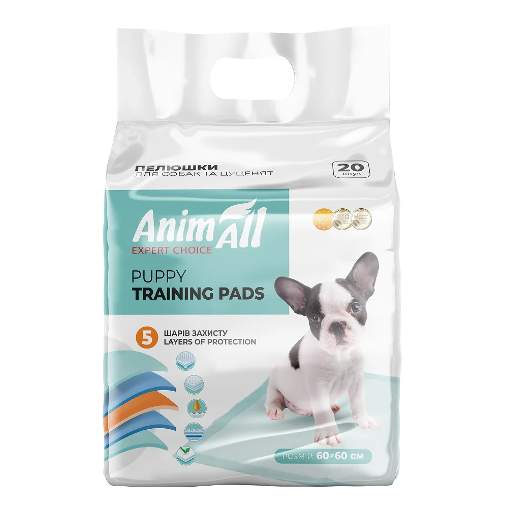 Пелюшки AnimAll Puppy Training Pads для собак та цуценят, без аромату, 60х60 см, 20 шт