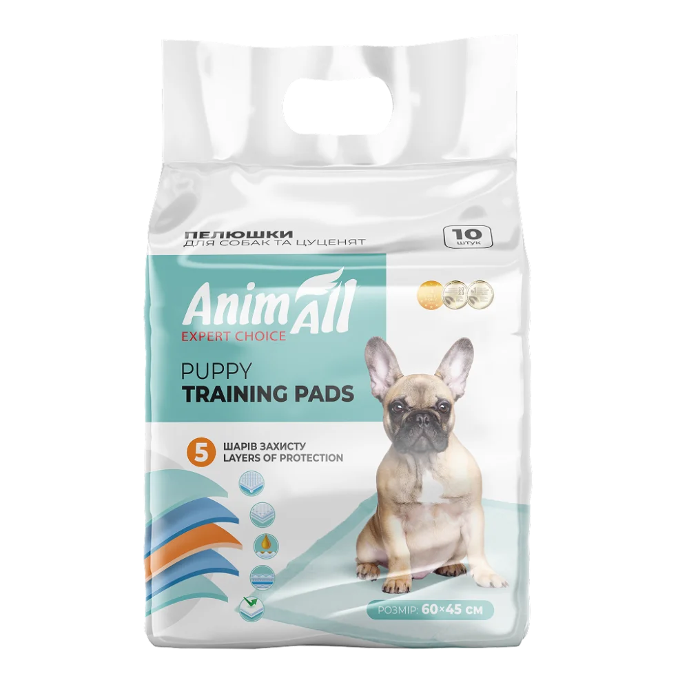 Пелюшки AnimAll Puppy Training Pads для собак та цуценят, 60×45 см, 10 штук