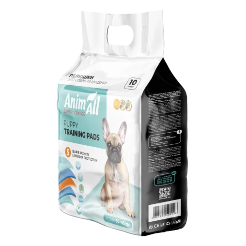 Пелюшки AnimAll Puppy Training Pads для собак та цуценят, без аромату, 60х45 см, 10 шт