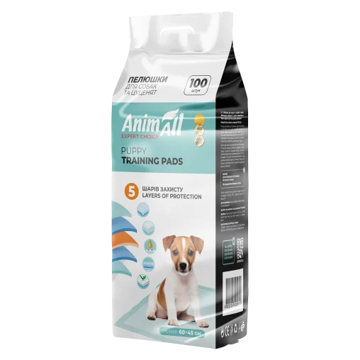 Пелюшки AnimAll Puppy Training Pads для собак та цуценят, без аромату, 60х45 см, 100 шт