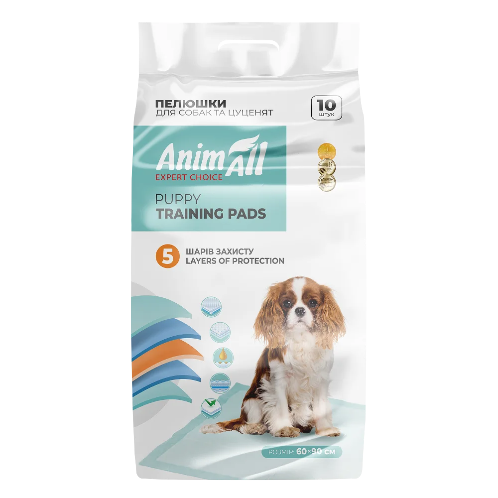 Пелюшки AnimAll Puppy Training Pads для собак та цуценят, без аромату, 60х90 см, 10 шт