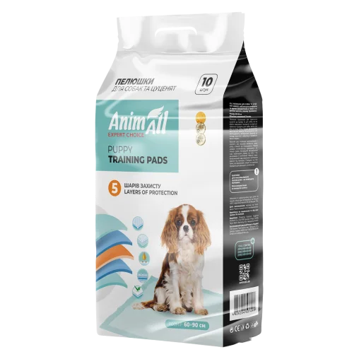 Пелюшки AnimAll Puppy Training Pads для собак та цуценят, без аромату, 60х90 см, 10 шт