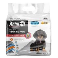 Пелюшки AnimAll Puppy Training Pads для собак та цуценят, з активованим вугіллям, 60х90 см, 50 шт