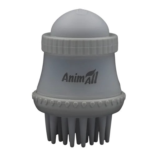 AnimAll Care Tool Massage Brush and Dispenser for Detangling Cat and Dog Fur, 11x7.9x7.9 cm