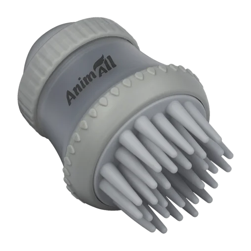 AnimAll Care Tool Massage Brush and Dispenser for Detangling Cat and Dog Fur, 11x7.9x7.9 cm