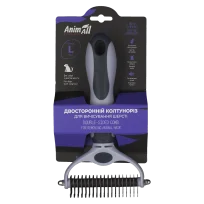 AnimAll Double-Sided Detangling Comb for Grooming Long-Haired Dog Breeds, L 17.5×9.9×3.1 cm