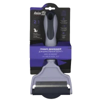 AnimAll 2-in-1 Shedding Rake for Grooming Long-Haired Dog Breeds, 21.2×10.1×3.6 cm