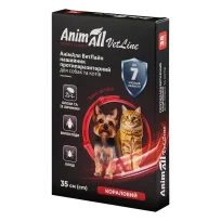 Протипаразитарні нашийник AnimAll VetLine для котів та собак, колір кораловий, 35 см