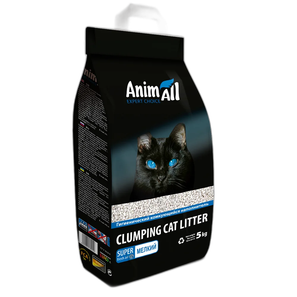 Бентонітовий наповнювач AnimAll дрібна фракція, для котів, 5 кг