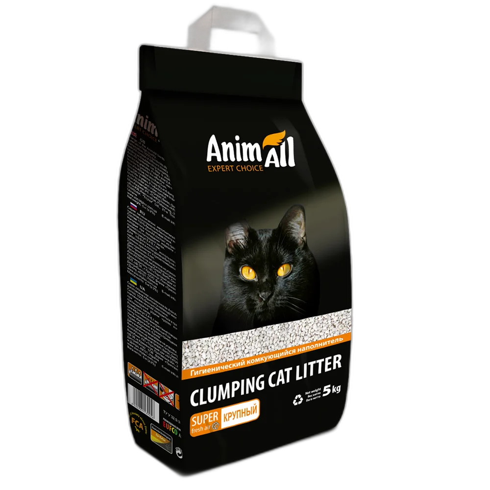 Бентонітовий наповнювач AnimAll велика фракція, для котів, 5 кг