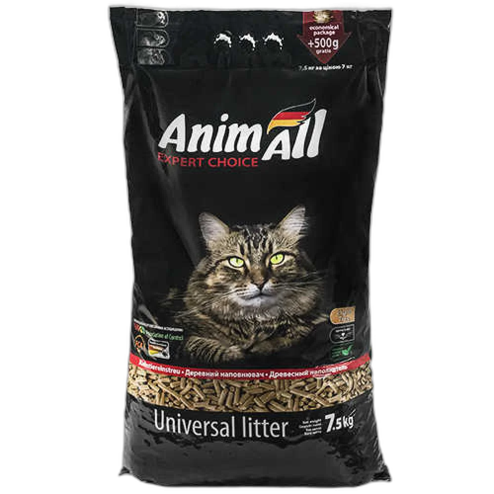 Деревний наповнювач AnimAll для котів, 7.5 кг