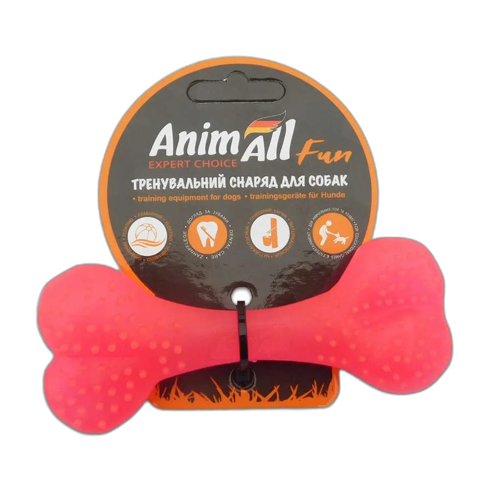 Іграшка AnimAll Fun кістка, коралова, 12 см