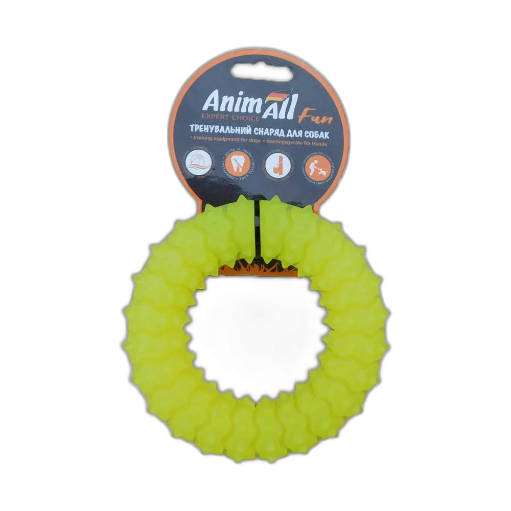Іграшка AnimAll Fun кільце з шипами, жовте, 12 см