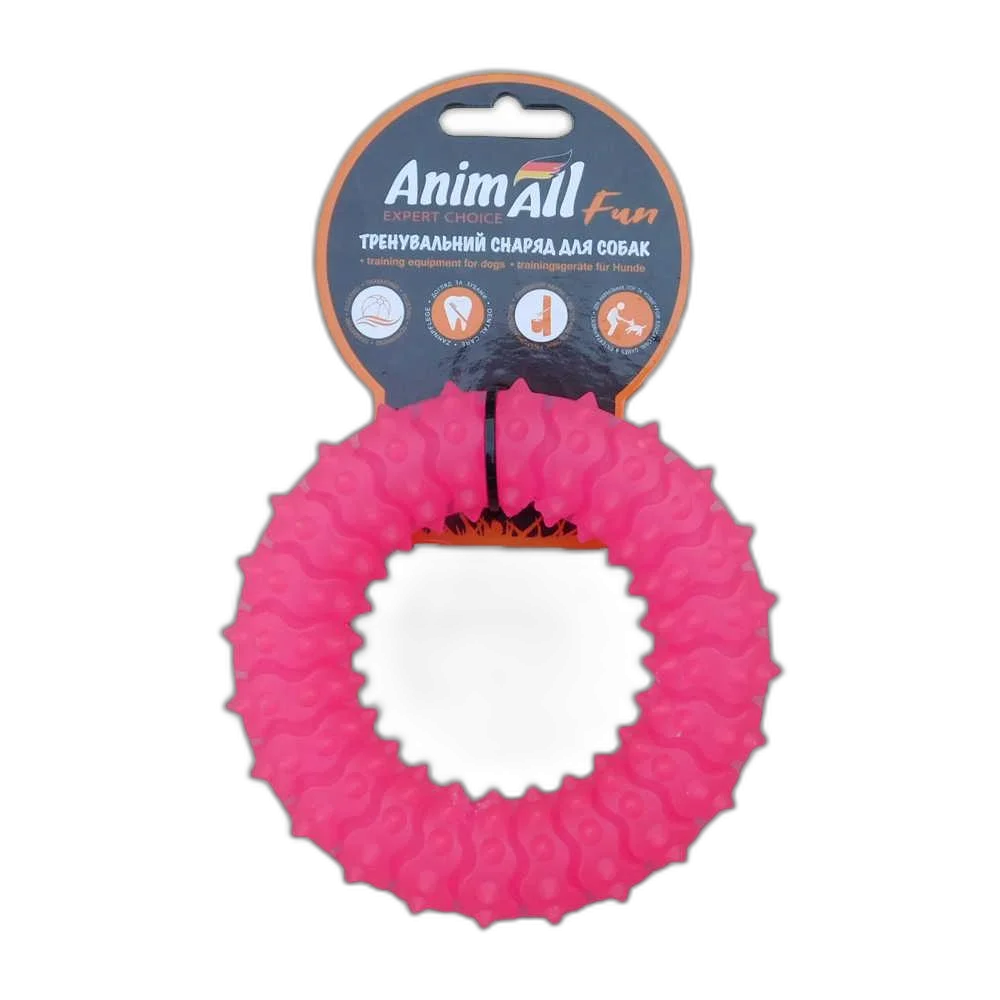 Toy AnimAll Fun ring with spikes, coral, 12 cm