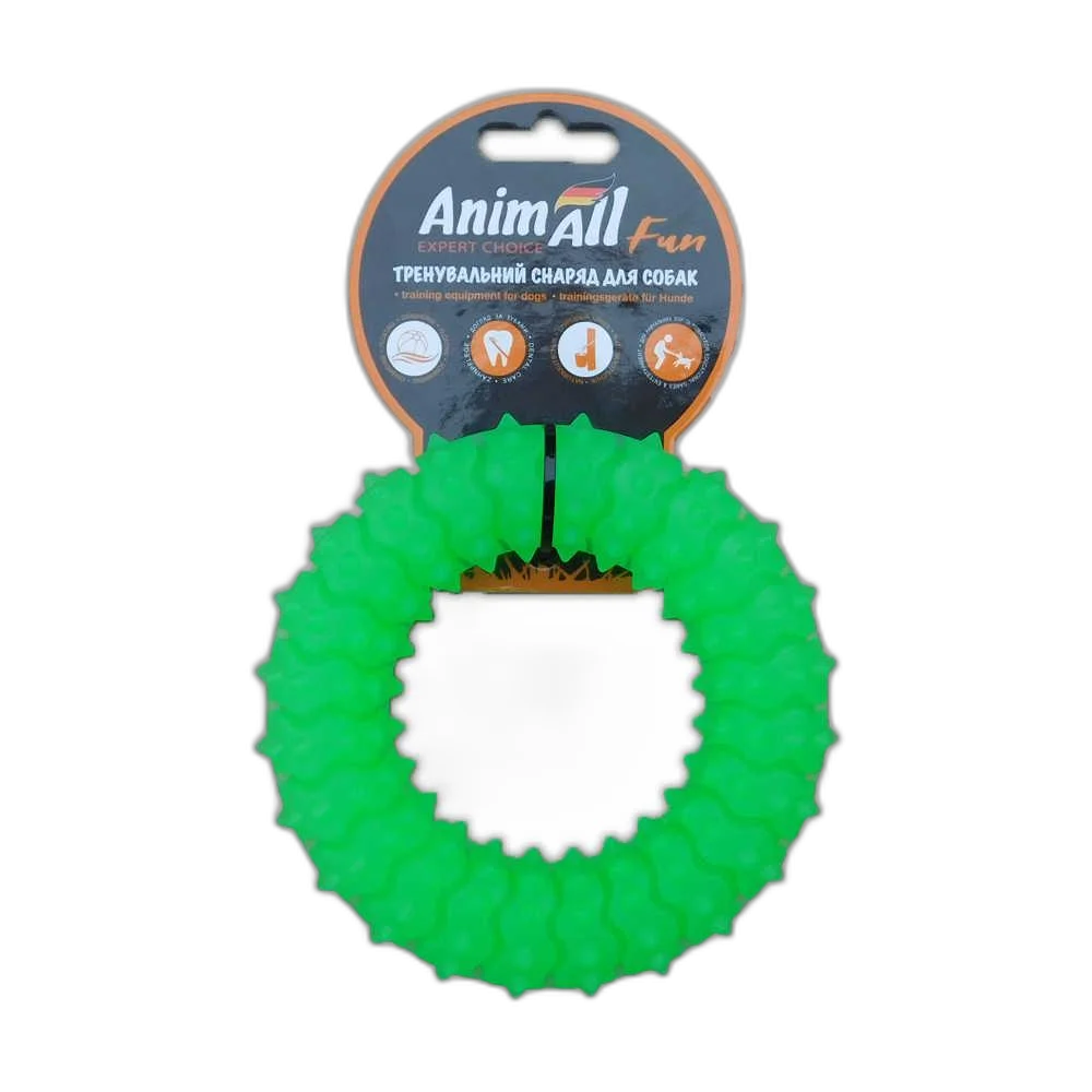 Toy AnimAll Fun ring with spikes, green, 12 cm