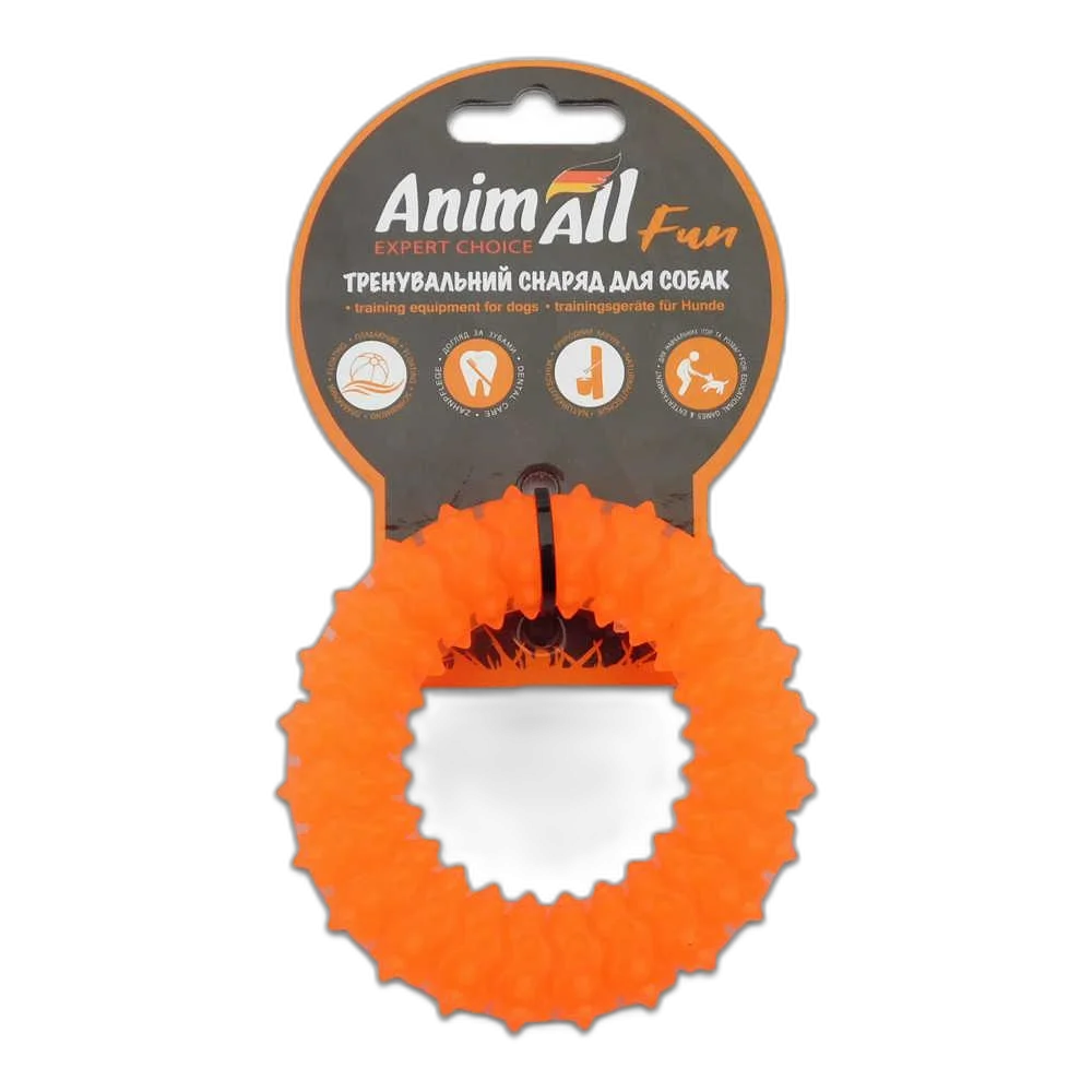 Іграшка AnimAll Fun кільце з шипами, помаранчеве, 9 см