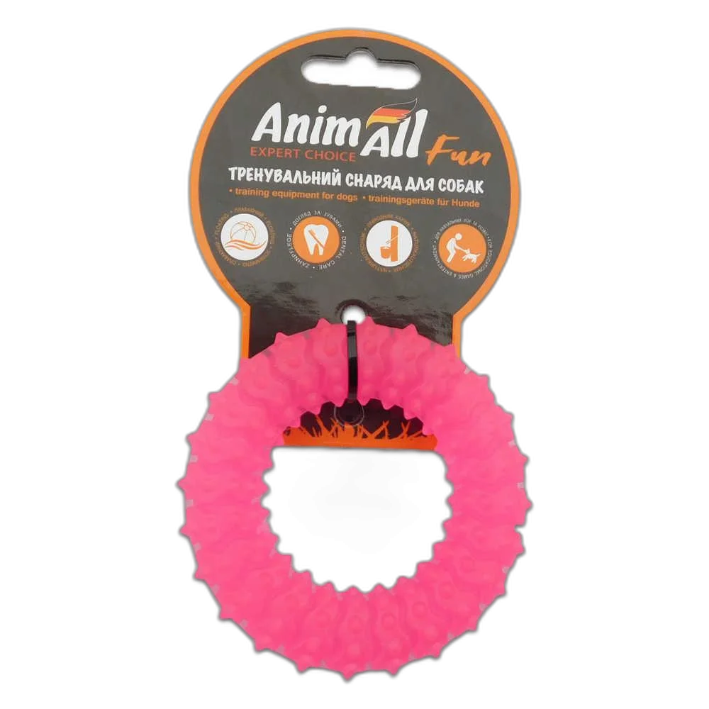 Toy AnimAll Fun ring with spikes, coral, 9 cm
